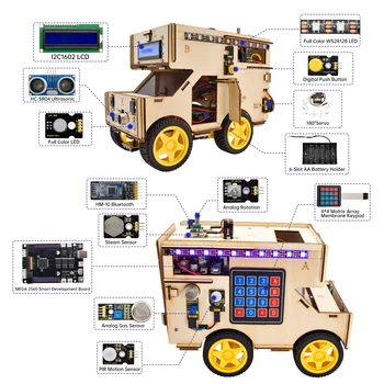 Keyestudio Smart RV Robotas Starter Kit Ratų Namas Automobilį Arduino Robotas KAMIENINIŲ Programavimo Automobilių Žaislai Vaikams Android/IOS 134114