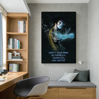 Kinų Kungfu Bruce Lee įkvepiančios kino meno drobės paveikslai ir plakatai, meninės nuotraukos, namų kambarį apdaila 83044