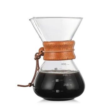 Klasikinis Stiklo Kavinukas Medinės Rankenėlės Atsparios Karščiui, Užpilkite Kavos Virimo Aparatas Vadovas Coffeemaker V60 Vertus Dripper 168909