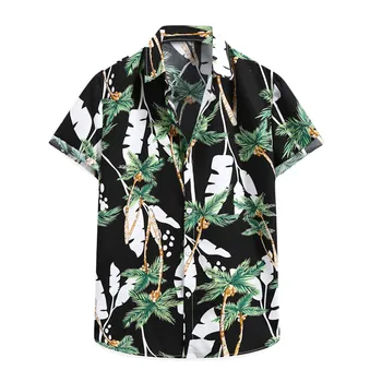 Kokoso Medis Spausdinti Hip-Hop Marškinėliai Vyrams Vasaros Paplūdimio Negabaritinių Marškinėliai Mygtuką Iki Streetwear Harajuku Mados Havajų Marškinėliai 188964