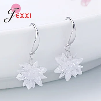 Korėjos Mados Paprasta Blizga Cirkonis Ledo Gėlių Auskarai Snaigės Temperamentas 925 Sterling Silver Crystal Ausies Kabliuko Priedai