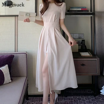 Korėjos Stiliaus Suknelė Moterims, Elegantiškas 2021 M. Vasarą Trumpomis Rankovėmis Slim Šifono Suknelė Šalis Atsitiktinis Midi Padalinta Seksualus Suknelės Vestidos 15235 2264