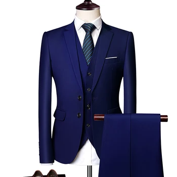 Kostiumas kostiumas vyrų 2021 m. pavasarį ir rudenį high-end pasirinktinių verslo sportiniai švarkai (bleizeriai) trijų dalių / Slim didelio dydžio. multi-color boutique kostiumas