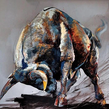 Kova su Vario Bull Gyvūnų 40x50CM Piešimo, Tapybos Numeriai Lage Dydžio paveikslą ant Sienos Apdaila Vaikams Dovanų 40x50 50x65cm 3670