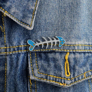 Kūrybinės animacijos šokančių žuvų kaulų emaliuota segė žvejybos pin apykaklės žvejys mygtuką ženklelį ir simbolis dovana 97126