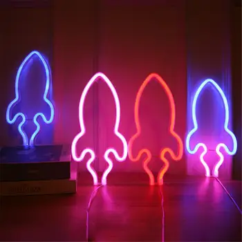 Kūrybos Apdailos USB LED Raketų Planetos Neon Naktį Šviesos Kabinti Neoninės Šviesos, Skirtą Kambarį Namuose Šalis, Vestuvių Puošimas, Dovanų Naktį Lempa