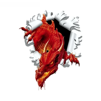 Kūrybos Decal 3D Kankina Suplėšyti Kulka Skylės Dizaino Motyvas Red Dragon Vinilo Motorcecly Automobilių Lipdukas Lipdukai Lango Durų Nešiojamas kompiuteris 102957