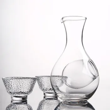 Kūrybos Japonų Stiliaus Stiklinis Vyno Butelis Nykščio Skylę Sake Stiklo Ąsotis Ledo Žiurkėno Lizdą Šaldymo Kambario Vyno Šakutės Decanter Rinkinys 101553