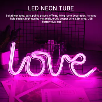 Kūrybos LED Neon Light Pasirašyti MEILĖ ŠIRDIES Vestuves Apdailos Neoninės Lempos Valentino Dieną Miegamasis Namų Dekoro Naktį Lemputė Dovanų 88448