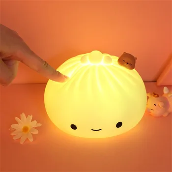 Kūrybos Silikoninis Žaislas, Lempa, LED Baozi Įkrovimo Naktį šviesios Spalvos, Minkšta Guma, Paglostyti dega Kambario Apšvietimo Kalėdų Vaikų Dovanų