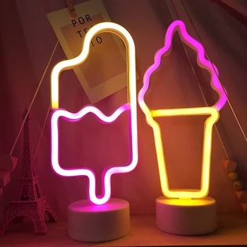 LED Neon Šviesos Ženklai Lempos Kūrybos Modeliavimo Popsicle Ledų Formos Naktį Žibintai ir Dekoro Stalo Parduotuvė Kambarį Namuose Dovanų Šalis 169915