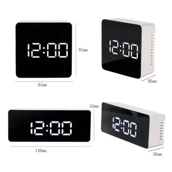 LED Skaitmeninis Laikrodis-Žadintuvas Veidrodis Pabusti Stalo Laikrodis Šviesos Didelių Laiko Temperatūrą, Atidėti Ekrano Namų Stalo Apdailos Laikrodis