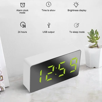 LED Veidrodėliai Skaitmeninis Laikrodis, Žadintuvas Atidėti Stalo Laikrodis Pabusti Išjungti Kalendoriaus Pritemdomi Elektroninių Darbalaukio Laikrodžius, Namų Puošybai 5385