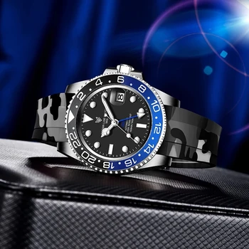 LIGE DIZAINO 2021 Prabangių Vyrų Mechaninis Laikrodis Silikoninė GMT Žiūrėti Viršų Markės Aukštos Kokybės Stiklo Vyrų Laikrodžiai Reloj Hombre+Box 184739