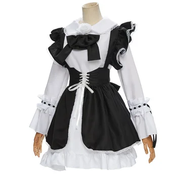 Lolita dress moterų kambarinės kostiumas anime ilgas sijonas juoda ir balta prijuostė suknelė vyrų kavinė kostiumas cosplay kostiumų mucama naujas 159135