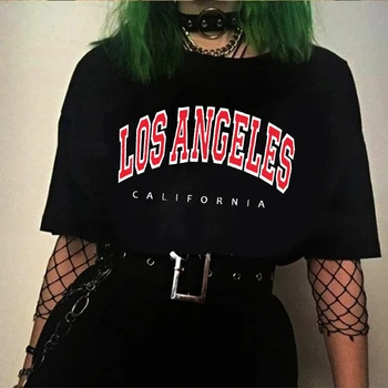 Los Andželo raidžių Vasaros trumparankoviai moteriški marškinėliai prarasti Harajuku Amerikos spausdinti albumą prašmatnus Ulzzang atsitiktinis moterų clothin