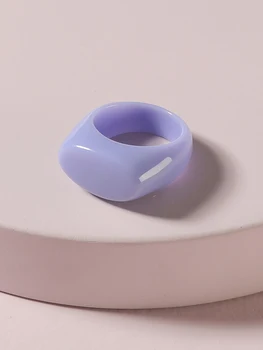 LUNA ARBATA Kietas Violetinės Spalvos Derva Juostos Žiedas - Moterų Mados Vienas Paprastas Teiginys Žiedai
