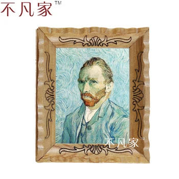 Lėlių 1:12 masto miniatue Klasikinio Van Gogho autoportretas naftos Namų Dekoracijas Tapybos Rėmelį 30507
