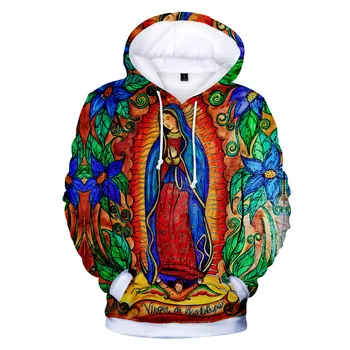 Madinga Naujovė Our Lady of Gvadalupės Mergelės Marijos Meksika 3D Hoodies Palaidinės ilgomis Rankovėmis Hoodie Berniukų/Mergaičių Vaikai Kietas Megztinis 150443