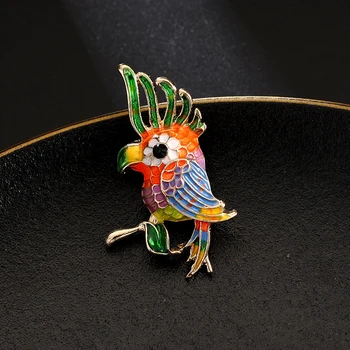 Mados mielas paukštis gyvūnų sagė papūga spalvos emalio pin ponios papuošalų, drabužių priedai naujųjų metų dovana 150939