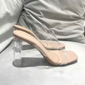 Mados Nežiūriu Vestuvių Lady Mulų Kvėpuojantis Moterų bateliai Atvira Kojų Moterų Batai Aukštakulniai Sandalai Gliruis 29801