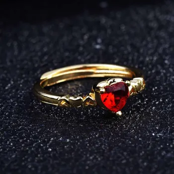 Mados Red Crystal Širdies Formos Vestuviniai Žiedai Moterims Aukso Spalvos Ponios Sužadėtuvių Žiedai Papuošalai, Šaliai, Aksesuarai Dovanos 71890