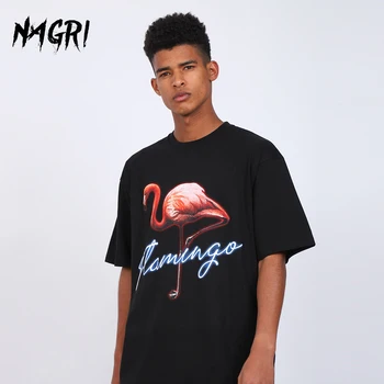 Mados vyriški Marškinėliai Vasaros Flamingo Atsitiktinis trumpomis Rankovėmis T-shirt Hip-Hop Streetwear Negabaritinių Juoda Balta Grafinis Tee Vyrams 74331