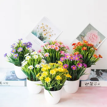 Mažųjų Dirbtinių Gėlių Bonsai Netikrą botanikos Vazoninių Augalų Puodą su Plastiko Amatų Namų, Sodo Puošmena Prekių AQ151