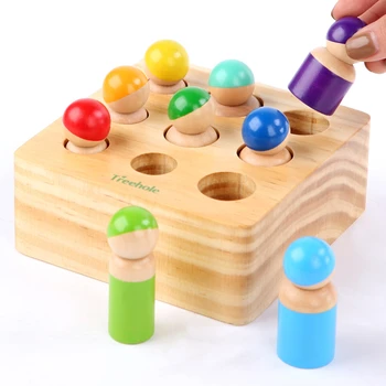 Mediniai Vaivorykštė Montessori Žaislai 9 Draugų Peg Lėlės Įstaigų Kūdikių Spalvinga Lizdas Cilindrų Vaikų Švietimo Montessori Medžiagos 179886