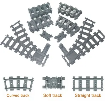 Miesto Traukinių Bėgių Kelio Traukinio Lanksčių Bėgių Geležinkelio Tiesiai Lenkti Bėgiai Kūrimo Bloką Plytų Modelis Suderinamas Visų Markių Žaislai 1540