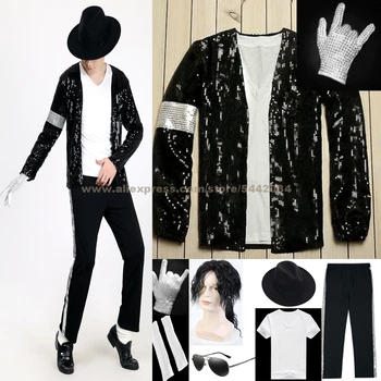 MJ Michael Jackson Kailis Billie Jean Stiliaus Striukė & Pirštinės Šiuolaikinių Šokių Kelnes, T-marškinėliai, Kepuraitė Kojinių, Kostiumų, Cosplay Kostiumai, Drabužiai 26753