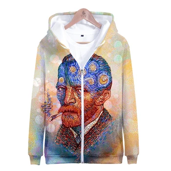 Mona Lisa Van Gogh 3D Spausdinimo Užtrauktukas hoodie vyrų/moterų palaidinukė Meno marškinėliai Aliejaus tapybai Moterų estetinės Hoodies vaikiška Striukė