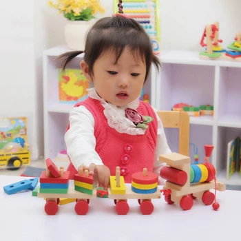 Montessori Mediniai Žaislai, Transporto Priemonės, Galvosūkiai Traukinio Švietimo Vaikai, Kūdikis, Medinės Kietos Medienos Krovimas Traukinio Vaikiška Dėlionė Vaikams 58285