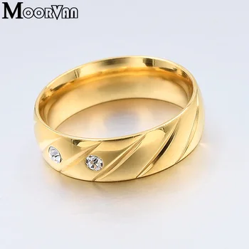 Moorvan mados žiedas, nerūdijančio plieno, klasikinis žavesio kalnų krištolas vestuvių juostas vyro vestuvinis žiedas dovanų didmeninės juvelyrikos VR224 86706