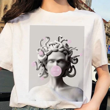 Moteris Gyvatė Galvos Moterų Monstras Medūza, Print T-shirt Vasaros Atsitiktinis Balta Moterų Marškinėlius Harajuku Derliaus Trumpas rankovės Marškinėliai Viršų