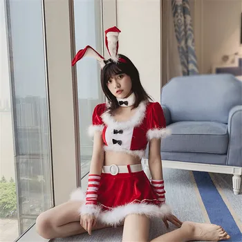 Moterys Kalėdos, Kalėdos Šalis Santa Claus Cosplay Kostiumų Sexy Bunny Mergina Tarnaitė Padavėja Vienodas Helovinas Kostiumai