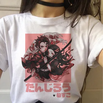 Moterų Grafinis Viršuje Tees Marškinėlius Drabužių Streetwear Femme Juokinga Japonų Anime Kimetsu Nr. Yaiba Demon Slayer Marškinėliai 103905