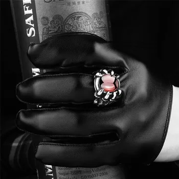 Moterų ir Vyrų Derliaus Dragon Claw Juodas Raudonas Perlas-akmens Piršto Žiedą Punk Mados Juvelyrika 152356