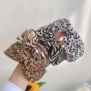 Moterų, Mergaičių, Satino Leopard Kryžiaus Mazgas Hairband Lankelis Suaugusiųjų Plaukų Aksesuarai 121818