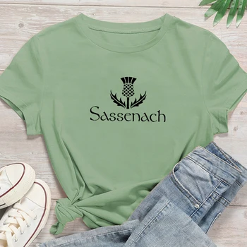 Moterų Sassenach Marškinėliai Claire Jamie Fraser T-Shirt Outlander Knygų Serijos Tee Sassenach Keltų Mazgas Marškinėliai Tumblr Atsitiktinis Viršūnės 109493