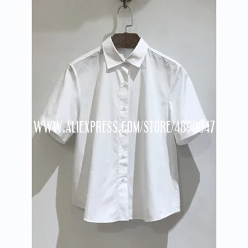 Moterų Vaiskiai Balta Medvilnės Marškinėliai trumpomis Rankovėmis siuvinėjimo Balti marškiniai Aukštos kokybės pavasarį 2021 Moterų Pamušalas Retro Viršūnės 142846