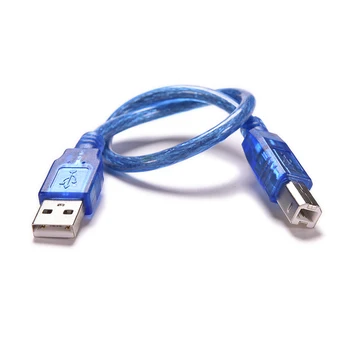 Mėlyna 30cm USB 2.0 Spausdintuvo Kabelis Type A Male B Tipo Vyrų Dvigubas Ekranavimas Aukštos Greitis Permatomas 119127