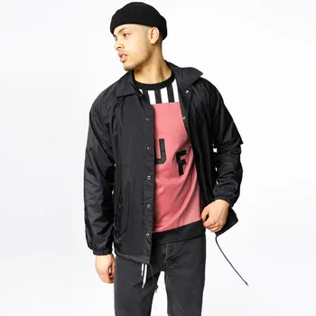 Nailono hip-hop streetwear paprasto juodo treneris striukė derliaus vandeniui lengvas švarkelis vyrams 14956