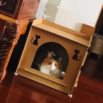 Naminių Kačių Vyriais Kačiuką Katės Namas-formos Lizdą Miega Lovoje Leteną Šlifavimo Kramtyti Žaislas