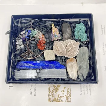 Natūralus Kristalinis Kvarcas Chakra Terapijos Perlas Mineralinių Pavyzdys Dovanų Dėžutėje Gydymo Reiki Akmens, Namų Puošybai Kolekcija 121495