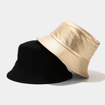 Nauja Bucket Hat Dirbtiniais Odos Grįžtamasis Žvejys Skrybėlės PU Medvilnės Vandeniui Žvejybos Kepurės Kietų Vyrų ir Moterų Mados Panama 120788