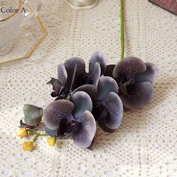 Nauja Juoda Pilka orchidėja filialas kambarį apdaila, dirbtinės gėlės nekilnojamojo liesti plastiko namų dekoro mama dovanos 109318