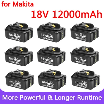 Nauja Makita 18V Baterijas 12000mAh Įkrovimo Galia Įrankiai Baterija su LED Li-ion Pakeitimo LXT BL1860B BL1860 BL1850 9257