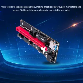 Nauja PCI-E Pcie Riser 009 Express 1X 16x Extender PCI-E USB Stove 009S Dual GPU 6Pin SATA Adapterio plokštę 15pin Už BTC Miner