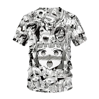 Naujas Ahegao T-shirt Anime 3D Spausdinimo Vyrai Moterys Streetwear Lolita Anime O-Kaklo Hiphop Marškinėliai Harajuku Atsitiktinis Viršūnes Sexy Girl Drabužiai 73051